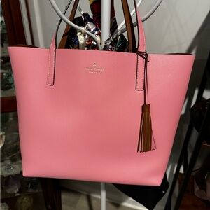 Kate Spade Reversible Tote Carnation Pink and Camel Timeless Classic Statement
